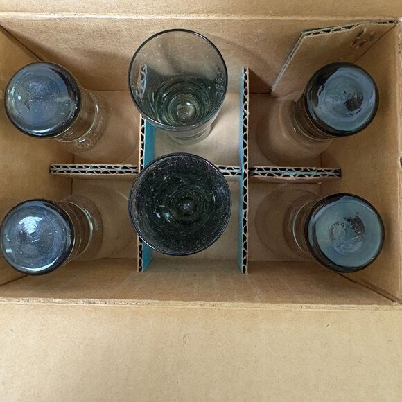 Kastrup Holmegaard Canada Smoked Shot Cordial Glass Set of 6 Box 1oz Denmark - Picture 7 of 8